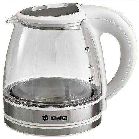 Чайник DELTA DL-1121 корпус из жаропр. стекла, 1500Вт, 1,2л  цвет: черный