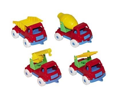 И-5682 Набор машинок № 6 (4 в 1) САМОСВАЛ + ПОЖАРНАЯ + КРАН + БЕТОНОМЕШАЛКА