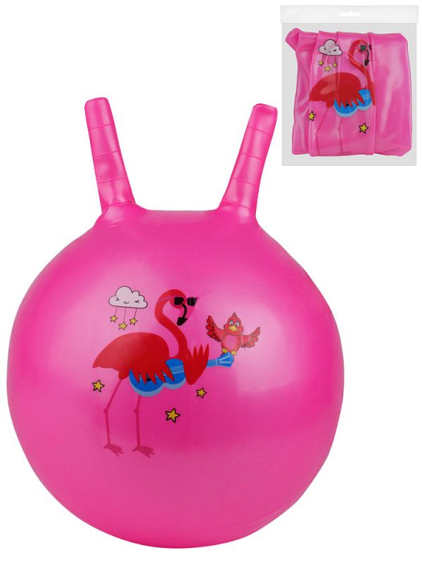 11YJQ Мяч прыгун с рожками "ВЕСЁЛОЕ НАСТРОЕНИЕ" цвет микс (45см,300г)