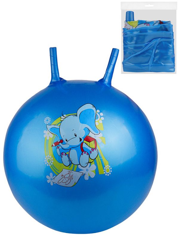 12YJQ Мяч прыгун с рожками "ВЕСЁЛОЕ НАСТРОЕНИЕ" цвет микс (55см,400г)