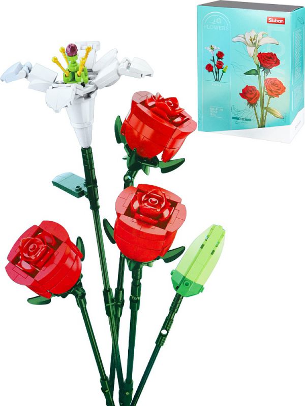 38M-B1121B Конструктор пластиковый.Цветочная композиция (267 дет.,в кор.)