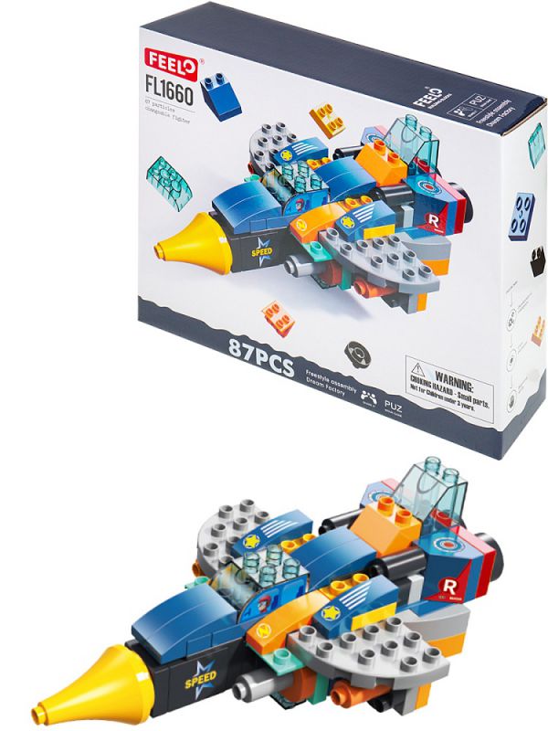 1660FL Конструктор пластиковый "Вертолет-трансформер" (31х8х25 см) (87 деталей) в коробке.