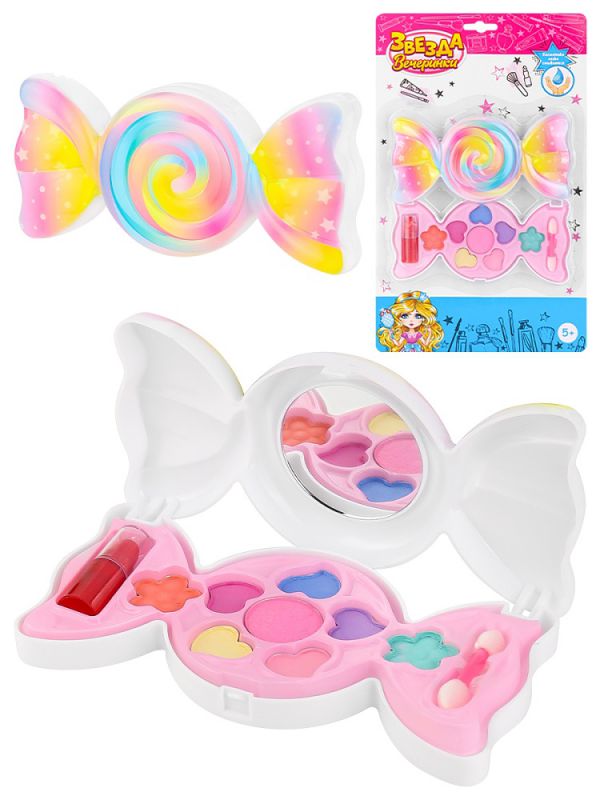 КС-0423 Набор детской косметики (тени для век-8шт/ помада для губ -1шт/ аппликатор-1шт