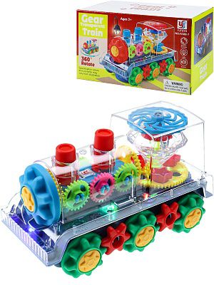 2335971 Паровоз с шестерёнками (свет,звук,бат.3хАА не в к-те) 17,7х9х10,7см