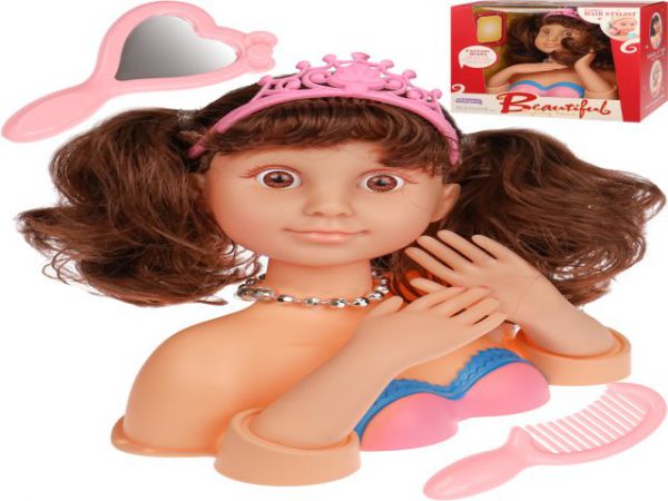 2169490 Кукла-манекен для создания причесок, в наборе зеркало, расческа, 23,5х23 см