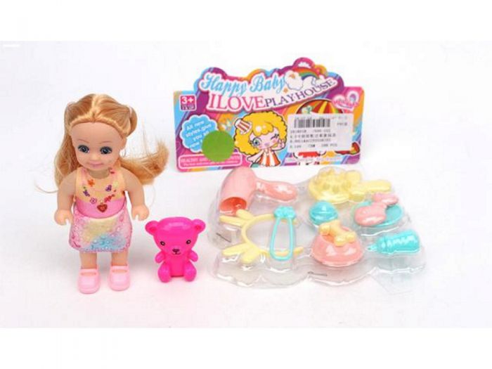 2918018 Мини-кукла в наборе (5,5х3,5х12 см, 9 предметов)