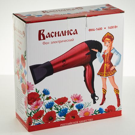 Фен ВАСИЛИСА ФН4-1400 черный с красным