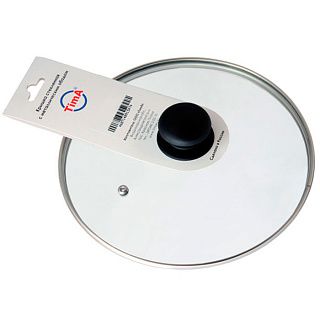 4722 Крышка TimA с ручкой стеклянная с метал/обод 22 см низ