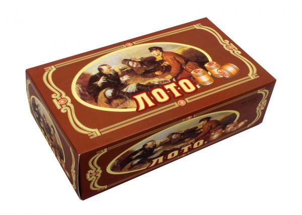 AN02555 Лото деревянное с золотым тиснением (23x11x8 см) в картонной коробке (целые бочонки)