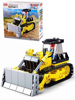 38M-B0802 Конструктор пластик.SLUBAN.Город.Бульдозер (231 дет,1 фигура,в коробке)