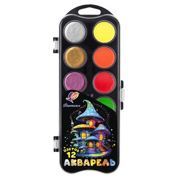 35С2306-08 Краска акварельная, Луч «Фантазия», 12 цв, пластиковая упаковка, европодвес