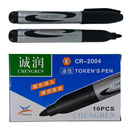 CR-2004Ч (10шт) Маркер перманентный, Кристалл-Канц «OFFICE PRO» черный,3-4 мм,пулевидный наконечник