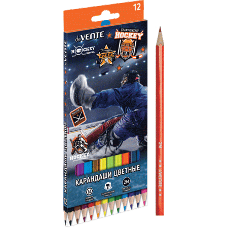 5022107 Набор цветных карандашей, (12шт.), deVENTE «HOCKEY CHAMPIONSHIP», Ø2,8мм, 2M, 12 цв