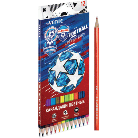 5022105 Набор цветных карандашей, (12шт.), deVENTE «PLAY FOOTBALL», Ø2,8мм, 2M, 12 цв