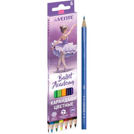 5021535 Набор цветных карандашей, (6шт.), deVENTE «Ballet Academy», Ø2,8мм, 2M, 6 цветов,