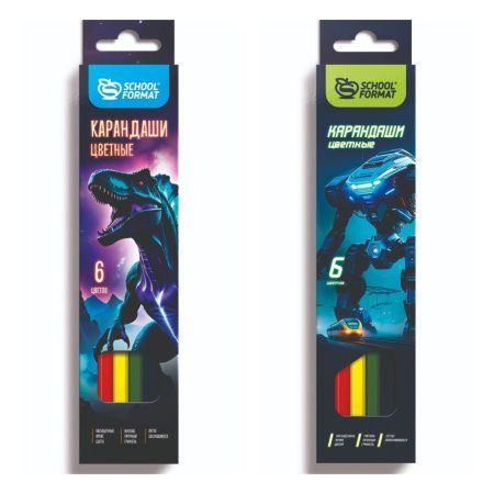 КЦ06-ММК Набор цветных карандашей, (6шт.), schoolformat «МИКС ДЛЯ МАЛЬЧИКОВ», Ø2,8мм, 2M, 6 цв