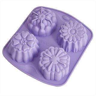 AK-6057S Форма для выпечки 4 кексов 15,5*13,5*3,5 см (200) цвет лавандовый
