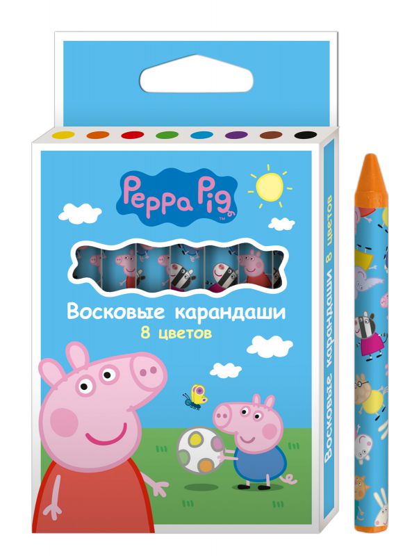 34021 Воск.карандаши 8 цв. Свинка Пеппа тм «Peppa Pig»