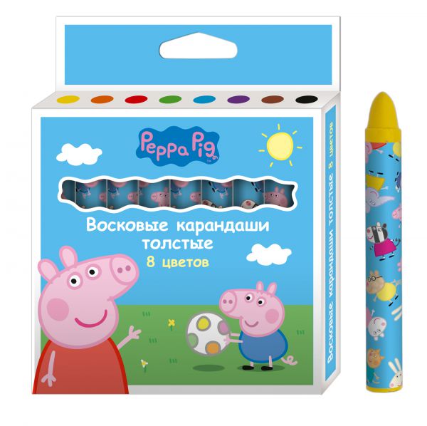 34022 Воск.карандаши толстые 8 цв. Свинка Пеппа тм «Peppa Pig»