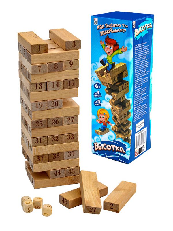 ИД-0373 Деревянная игрушка. Игра "Башня. Высотка" (25см)