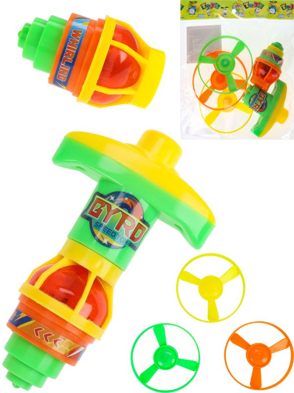 2089746 Запускалка (7х7х6,5 см)(2*AG3 в компл., 3 диска, волчок, цвет микс, в пакете)