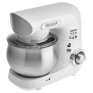 Миксер планетарный DELTA LUX  DE-7902P белый: 1800 Вт,чаша из нерж.стали- 5л