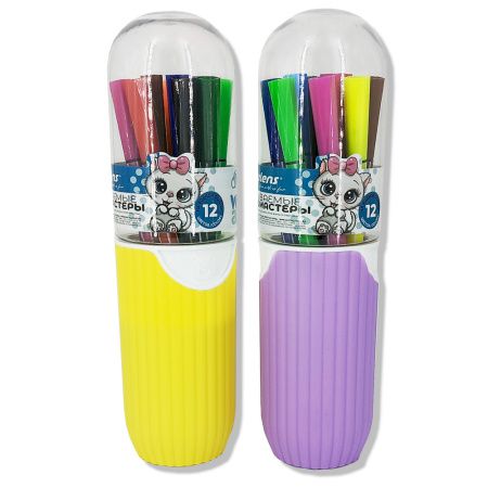 DL-DRL07886 Фломастеры, 12 цветов, Darlens «Kite», смываемые, круглый корпус