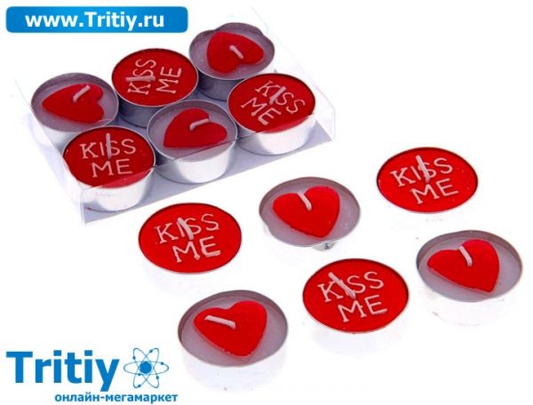 WF06037A НАБОР СВЕЧЕЙ "KISS ME" 6ШТ