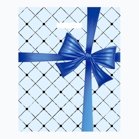 ВУР68707 Пакет подарочный, Артпласт «Синий бант», полиэтилен, 360х430 мм, 35 мкм, с вырубной ручкой